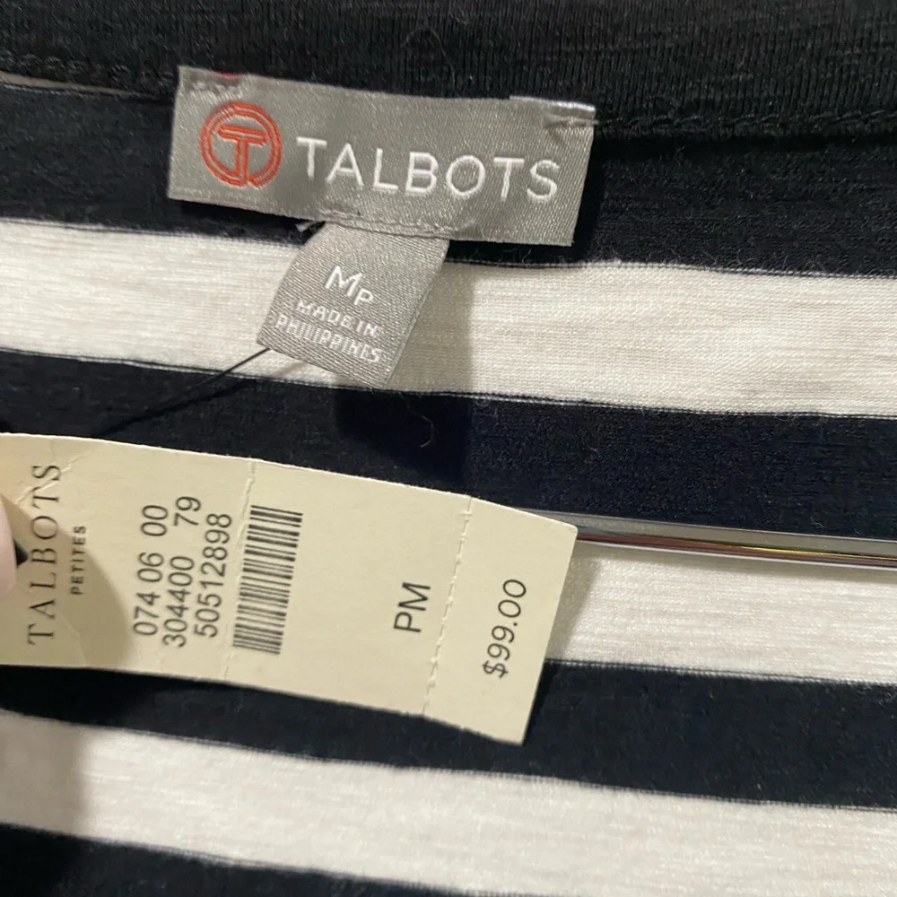 New With Tags Talbots Navy & White Maxi Dress Size Medium Petite - Picture 4 of 4